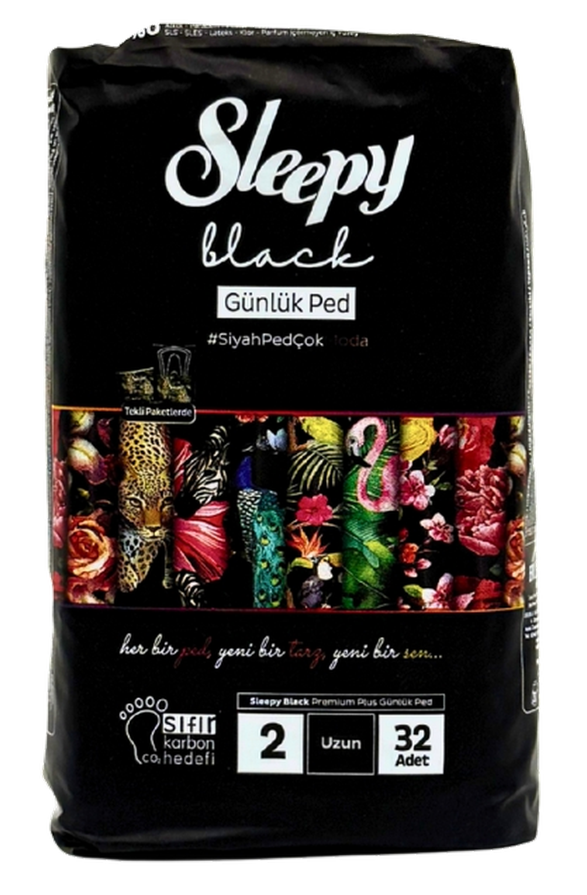 SLEEPY Black Premium Plus Црни хигиенски влошки секојдневни, лонг (величина 2), 32 парчиња
