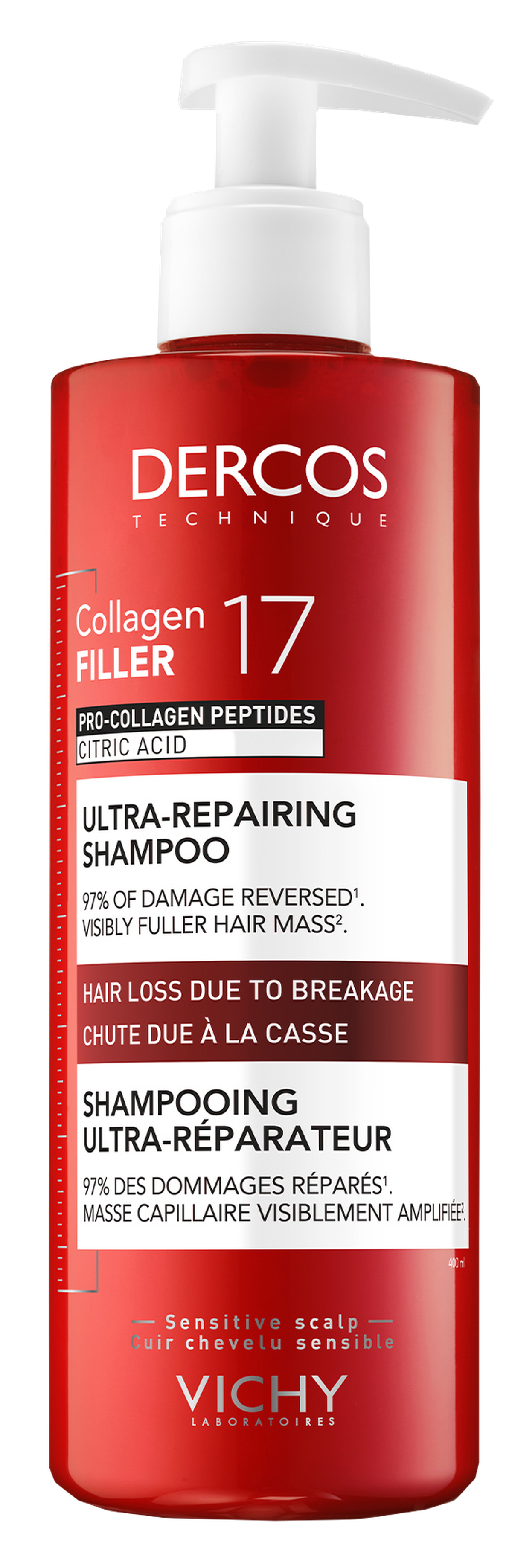 VICHY Dercos Collagen Filler 17 Ultra-Express shampoo, 400 ml
