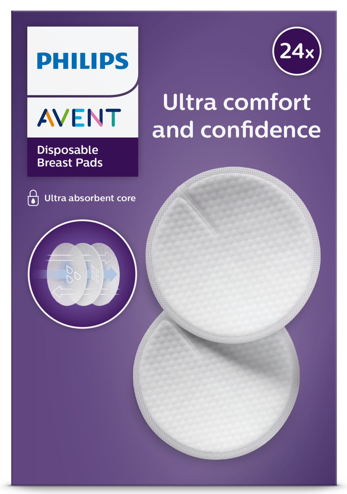 PHILIPS Avent disposable nursing pads, 24 Mēness aptieka
