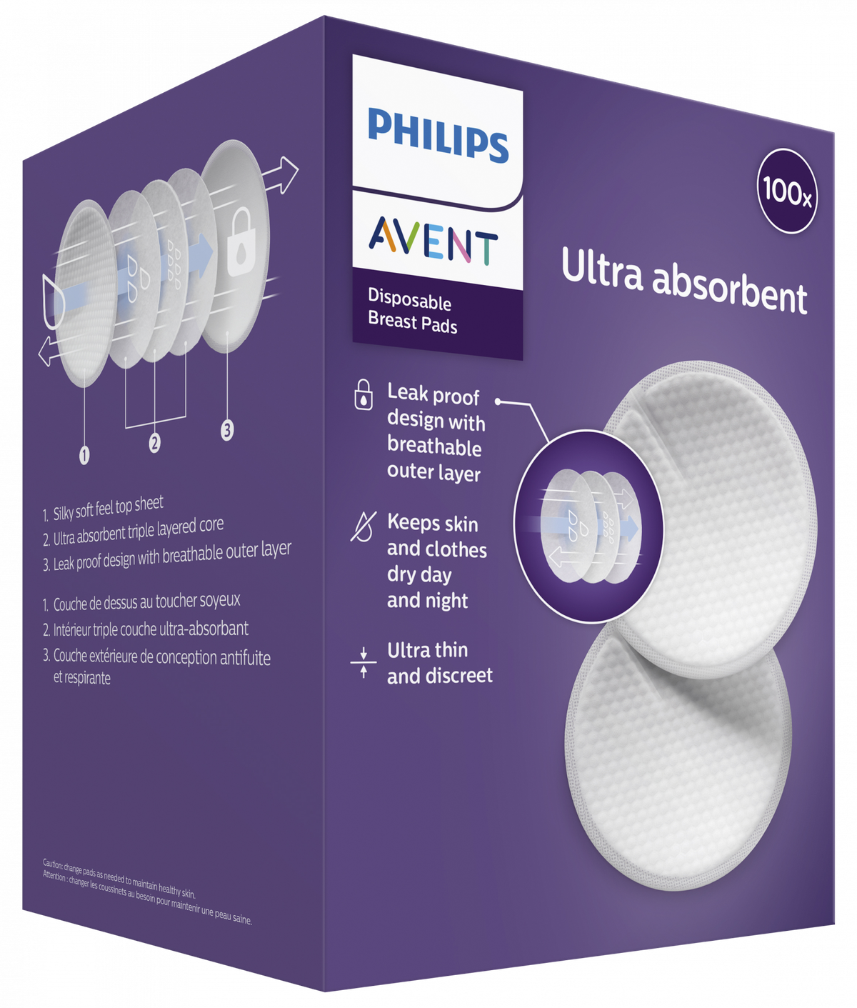 PHILIPS Avent disposable nursing pads, 100 Mēness aptieka