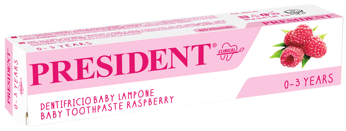 PRESIDENT Baby Raspberry toothpaste, 30 ml | Mēness aptieka