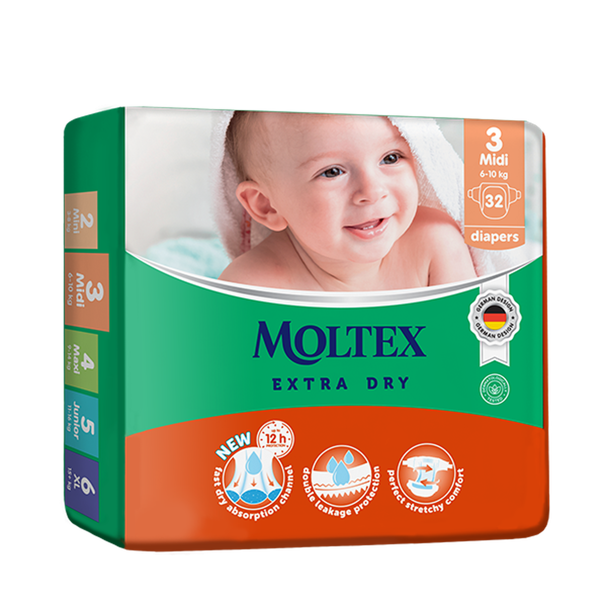 MOLTEX Extra Dry Midi diapers, 32 pcs. | Mēness aptieka
