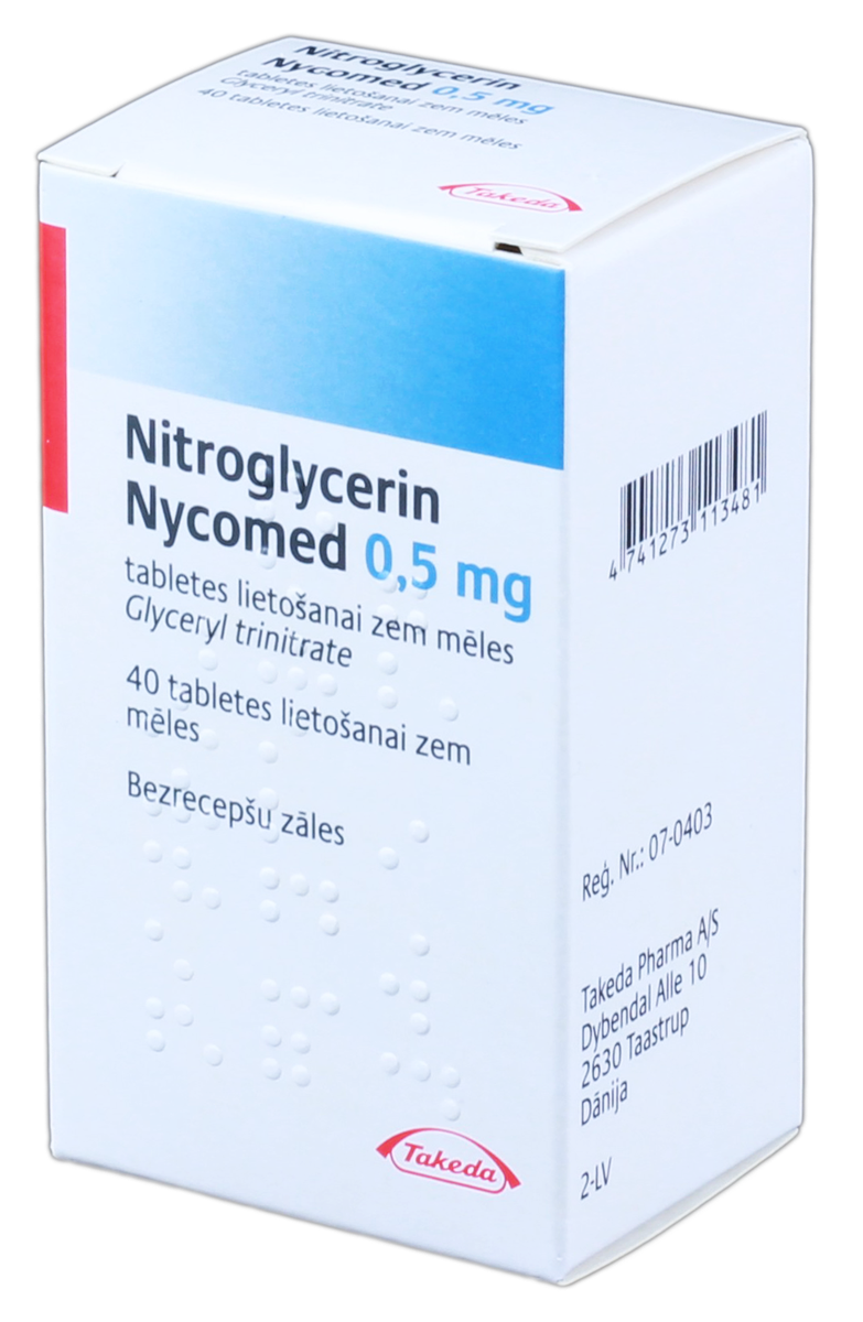 NITROGLYCERIN Nycomed 0,5 mg таблетки, 40 шт. | Mēness aptieka