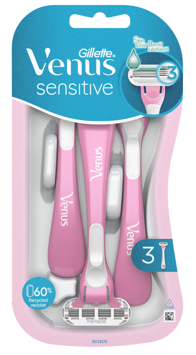 GILLETTE Venus Smooth Sensitive disposable razors, 3 pcs. Mēness aptieka