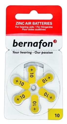 BERNAFON Nr.10 батарейки для слуховых аппаратов, 6 шт. | Mēness aptieka