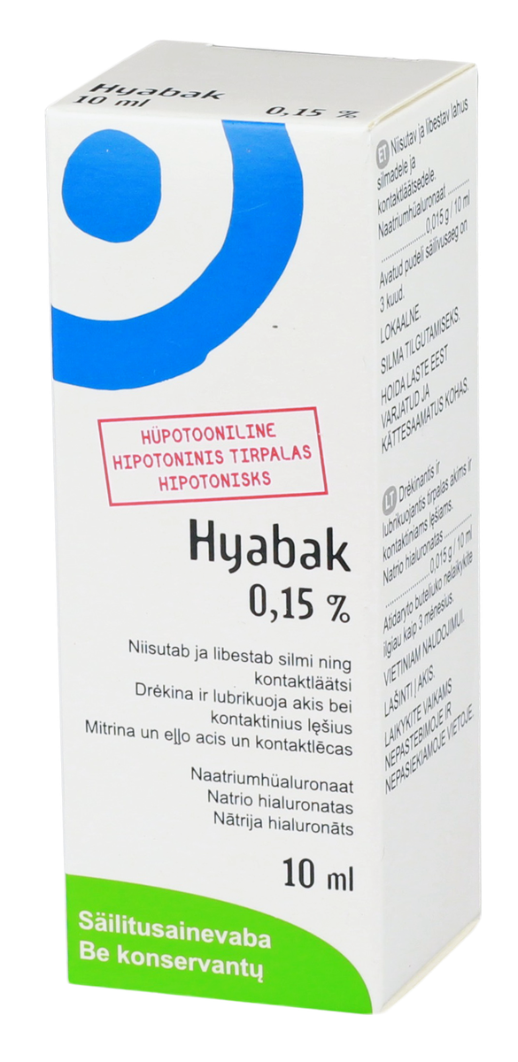 HYABAK 0,15 eye drops, 10 ml Mēness aptieka