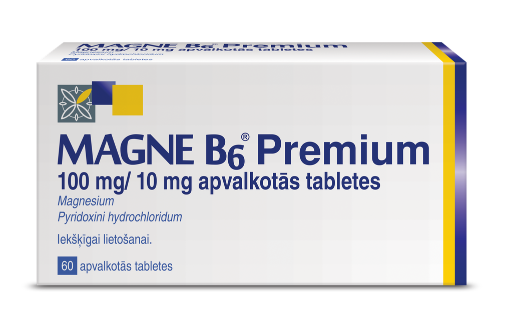 MAGNE B6 Premium (Magnijs) 100 mg/10 mg coated tablets, 60 pcs