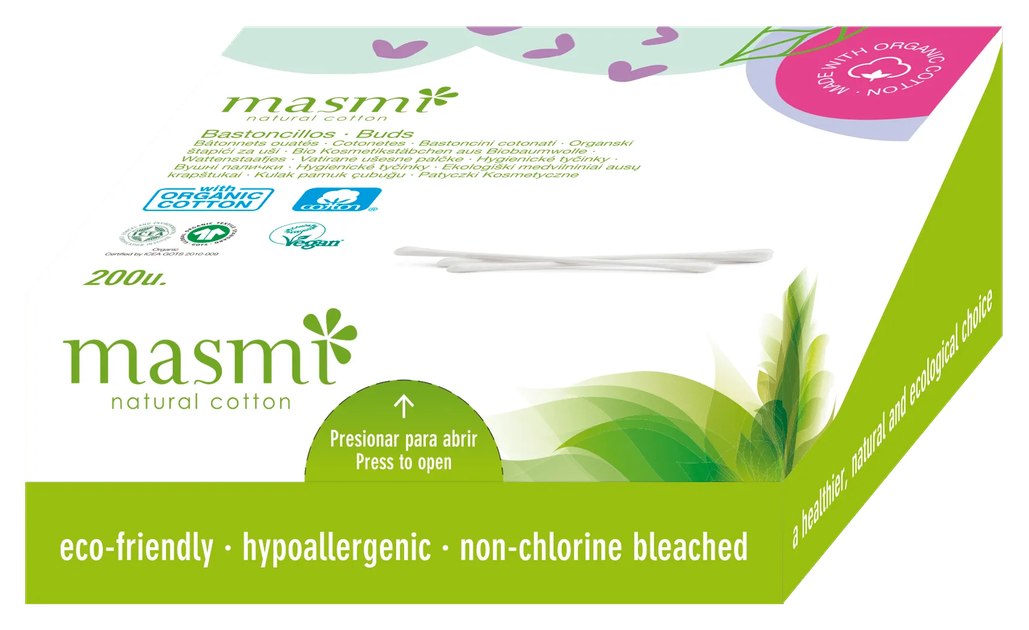 MASMI Organic Cotton vates kociņi, 200 gab. - Piegāde visā Latvijā ...
