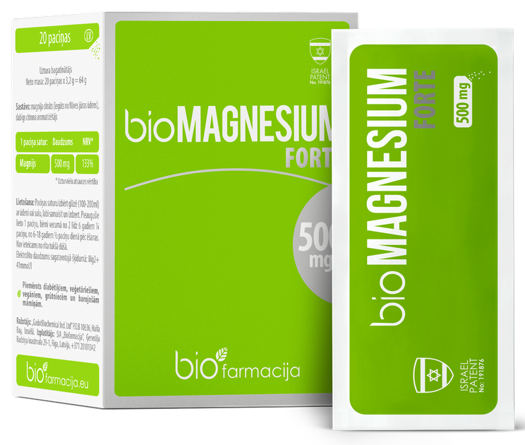 BIOFARMACIJA Bio Magnesium Forte 500 mg sachets 20 pcs Mēness aptieka