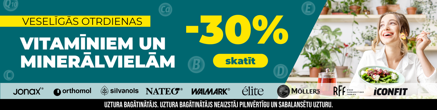 vitamīniem un minerālvielām -30%