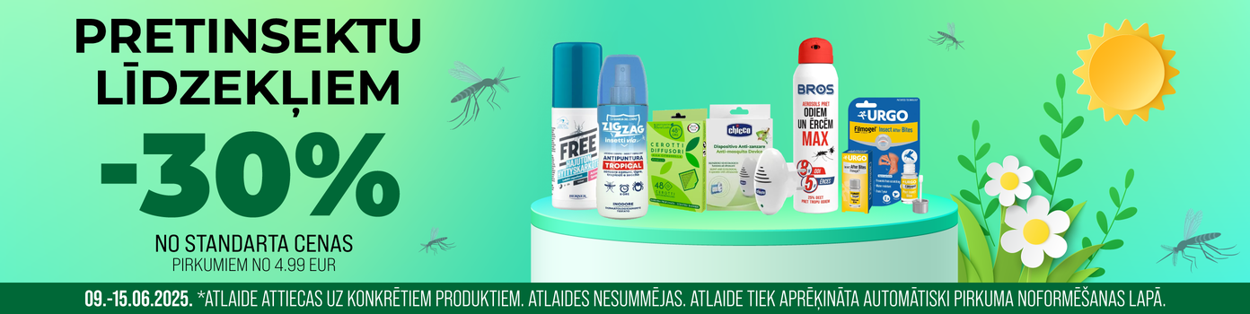 -30% atlaide visiem pretinsektu līdzekļiem