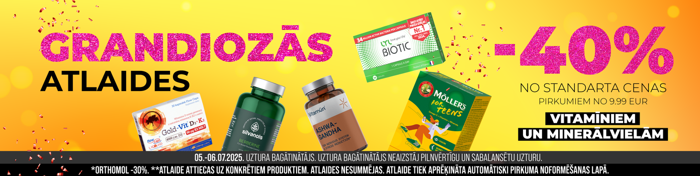 Grandiozas atlaides vitamīniem un minerālvielām -40%