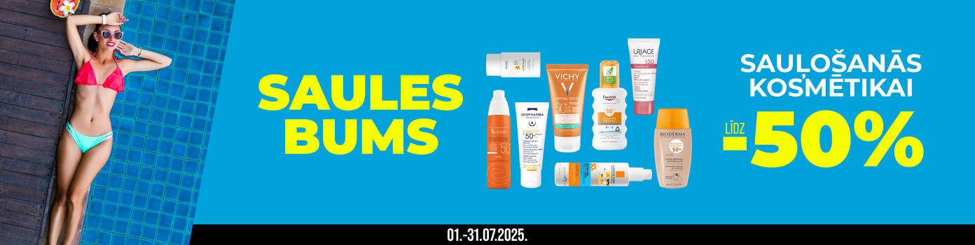 sauļošanās kosmētikai atlaides līdz -50%