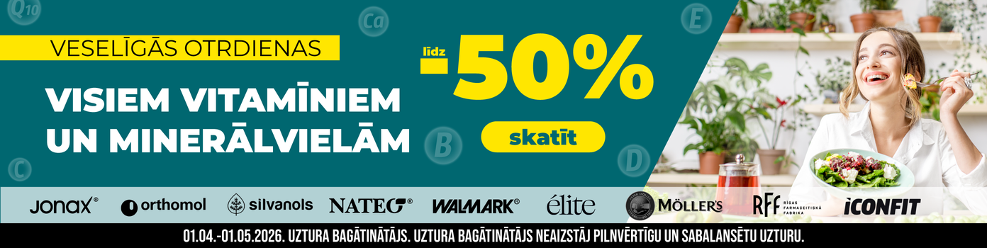 vitamīniem un minerālvielām -30%