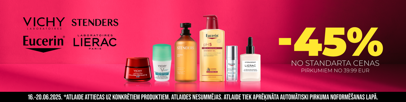 -45% on Vichy, Lierac, Eucerin, and Stenders cosmetics