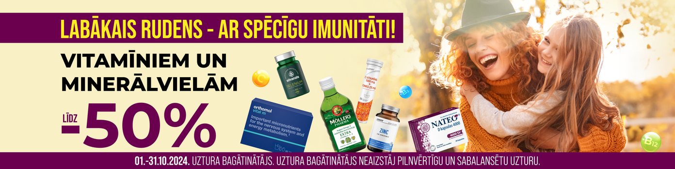 Vitamīniem un minerālvielām atlaides līdz -50%