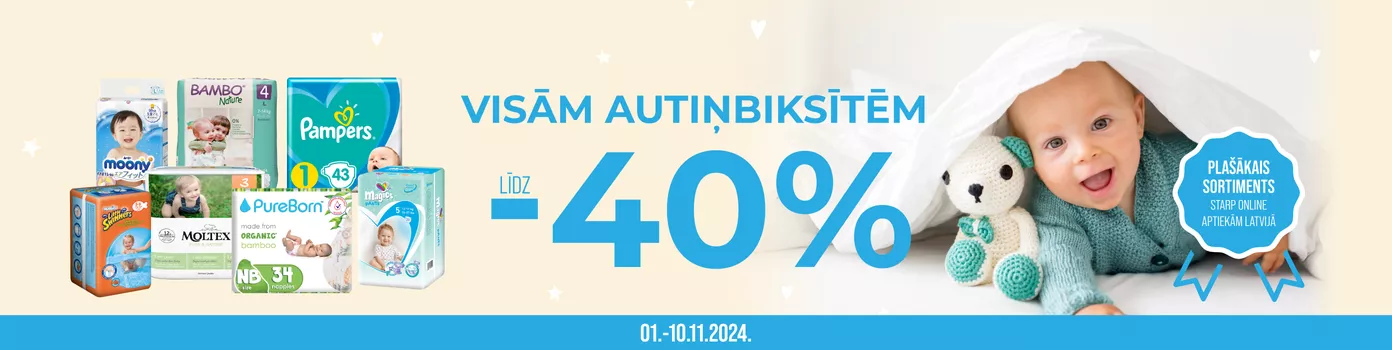 Visām autiņbiksītēm atlaides līdz -40%