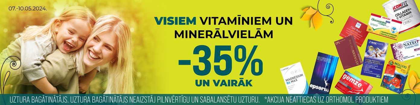 Visiem vitamīniem un minerāvielām atlaide -35%