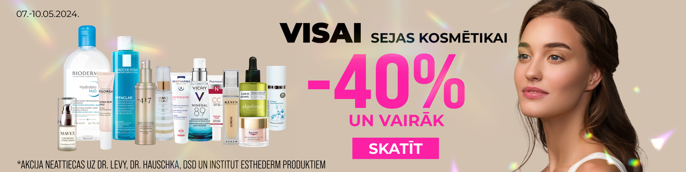 -40% discount on all facial cosmetics.