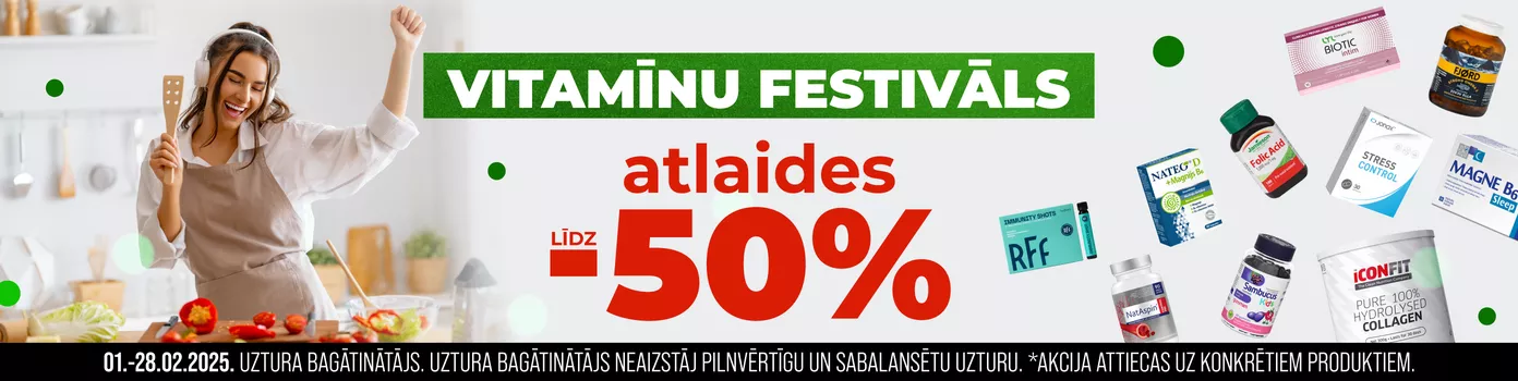 Vitamīniem un minerālvielām līdz -50%