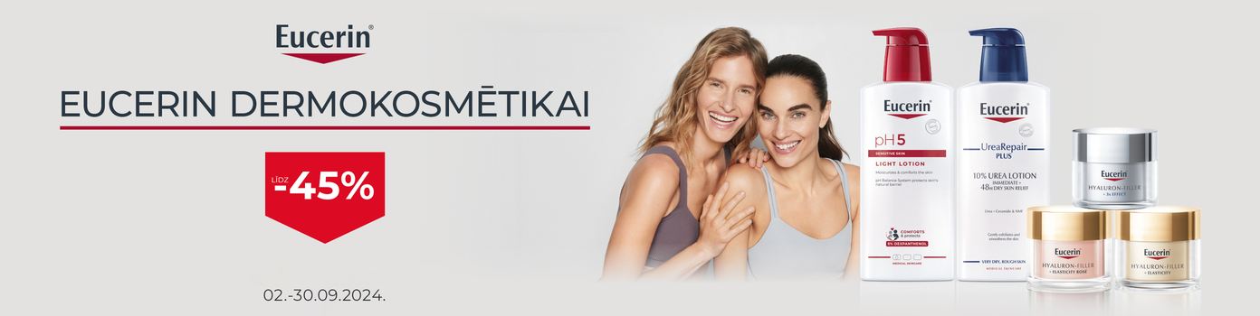 Eucerin dermokosmētikai atlaides līdz -45%