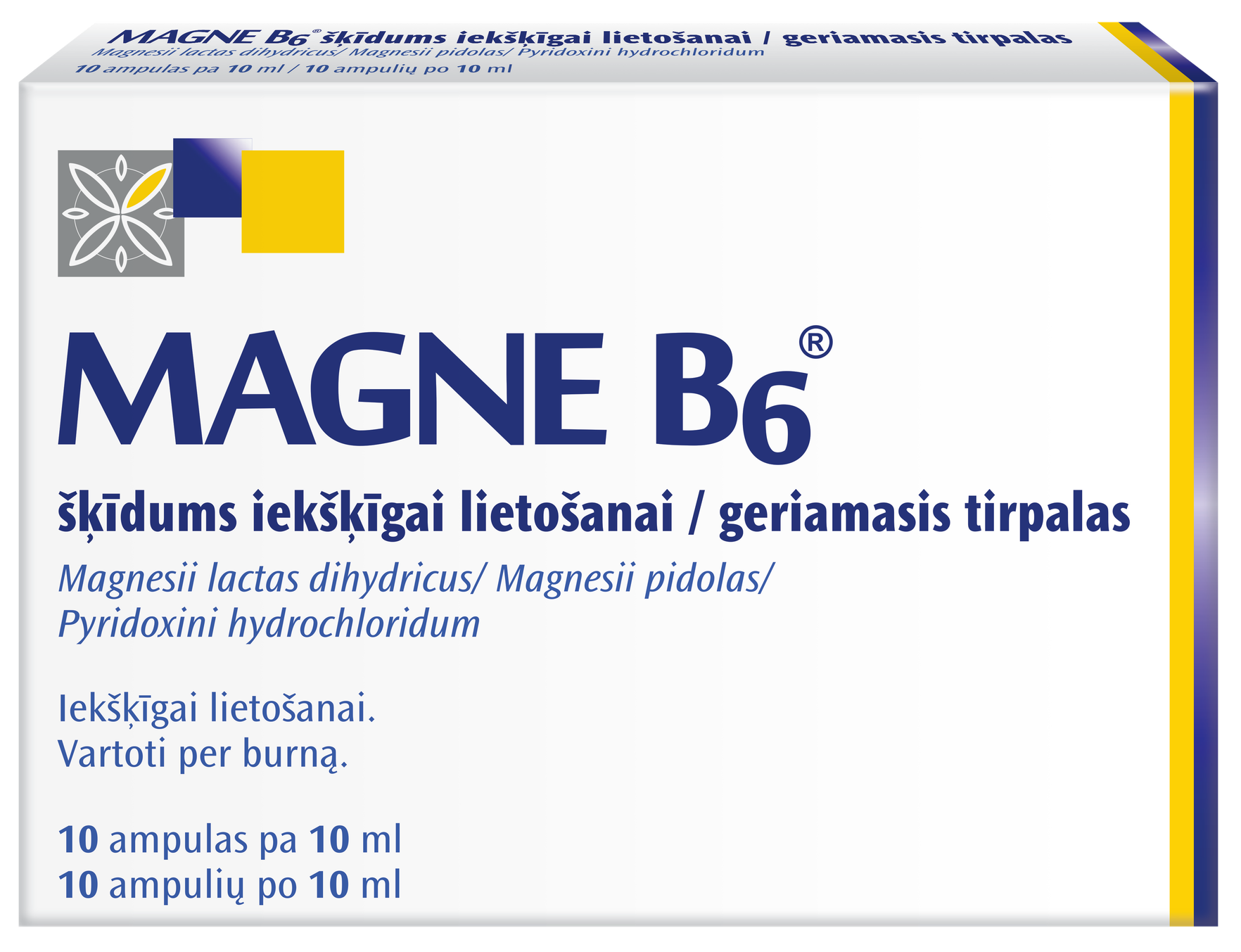 MAGNE B6 (Magnijs) šķīdums iekšķīgai lietošanai, ampulas, 10 gab
