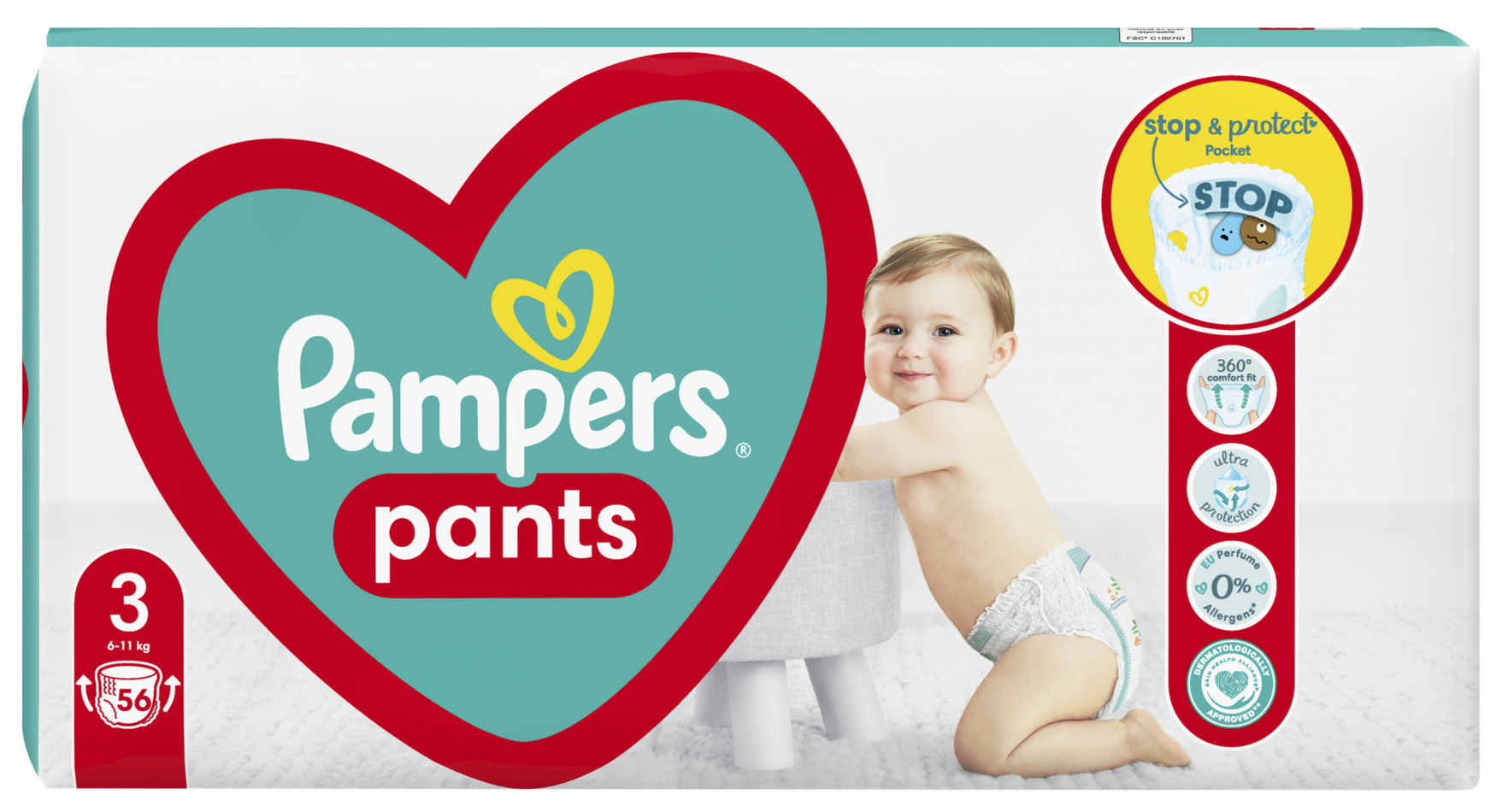 PAMPERS Maxi Pack 3 (611 kg) nappy pants, 56 pcs. Mēness aptieka