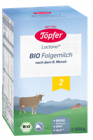 TOPFER Lactana Bio 2 no 6 mēnešu vecuma ekoloģisks piena maisījums, 600 g