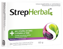 STREPHERBAL Elderberry & Echinacea tabletes, 24 gab.