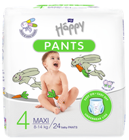 HAPPY   Pants Maxi 4 , 8-14 kg diapers, 24 pcs.