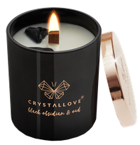 CRYSTALLOVE Black Obsidian & Oud Soy scented candle, 1 pcs.