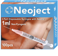NEOJECT 1ml U100/27G insulin syringe, 100 pcs.