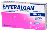 EFFERALGAN 80 mg supozitoriji, 10 gab.