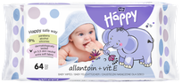 HAPPY   Allantoin & vit.E mitrās salvetes, 64 gab.