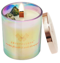 CRYSTALLOVE Rainbow Fluorite & Champagne Soy scented candle, 1 pcs.