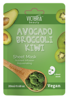 VICTORIA BEAUTY Spoonful Avocado, Broccoli, Kiwi auduma sejas maska, 1 gab.