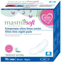 MASMI Organic Cotton, Soft Ultrathin Night With Wings ежедневные прокладки, 10 шт.