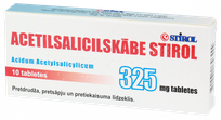 Acetilsalicilskābe Stirol 325 mg tabletes, 10 gab.