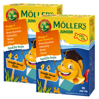 MOLLERS JUNIOR (orange-lemon flavor) (1+1) jelly fishes, 45 pcs.