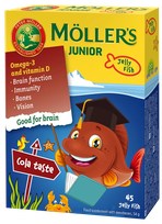 MOLLERS Moller Junior (kolas garša) želejas zivtiņas, 45 gab.