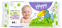HAPPY   Silk & Cotton влажные салфетки, 64 шт.