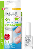 EVELINE  Nail Therapy Sensitive 8in1 stiprinošs līdzeklis nagiem, 12 ml