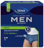 TENA Men Pants Plus S/M (zilas) biksītes, 12 gab.