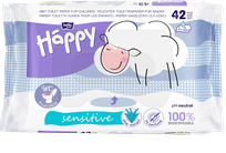 HAPPY   Sensitive WC mitrais tualetes papīrs, 42 gab.
