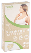 VICTORIA BEAUTY Calendula Face & Bikini hair removal wax strips, 20 pcs.