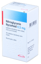 NITROGLYCERIN Nycomed 0,5 mg tabletes, 40 gab.