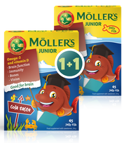 MOLLERS (1+1) Junior, kolas garšas želejas zivtiņas, 45 gab.