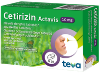 CETIRIZIN ACTAVIS 10 mg tabletes, 10 gab.