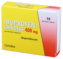 IBUPROFEN GRINDEKS 400 mg tabletes, 10 gab.
