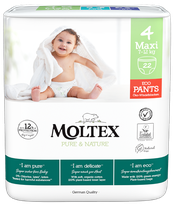 MOLTEX Eco Pure & Nature 4 Maxi (7-12 kg) biksītes, 22 gab.
